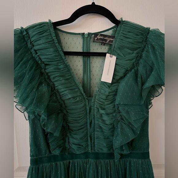 NWT Anthropologie Geisha Designs Tiered Tulle Mini Dress in Green | Size 6 - Picture 6 of 8